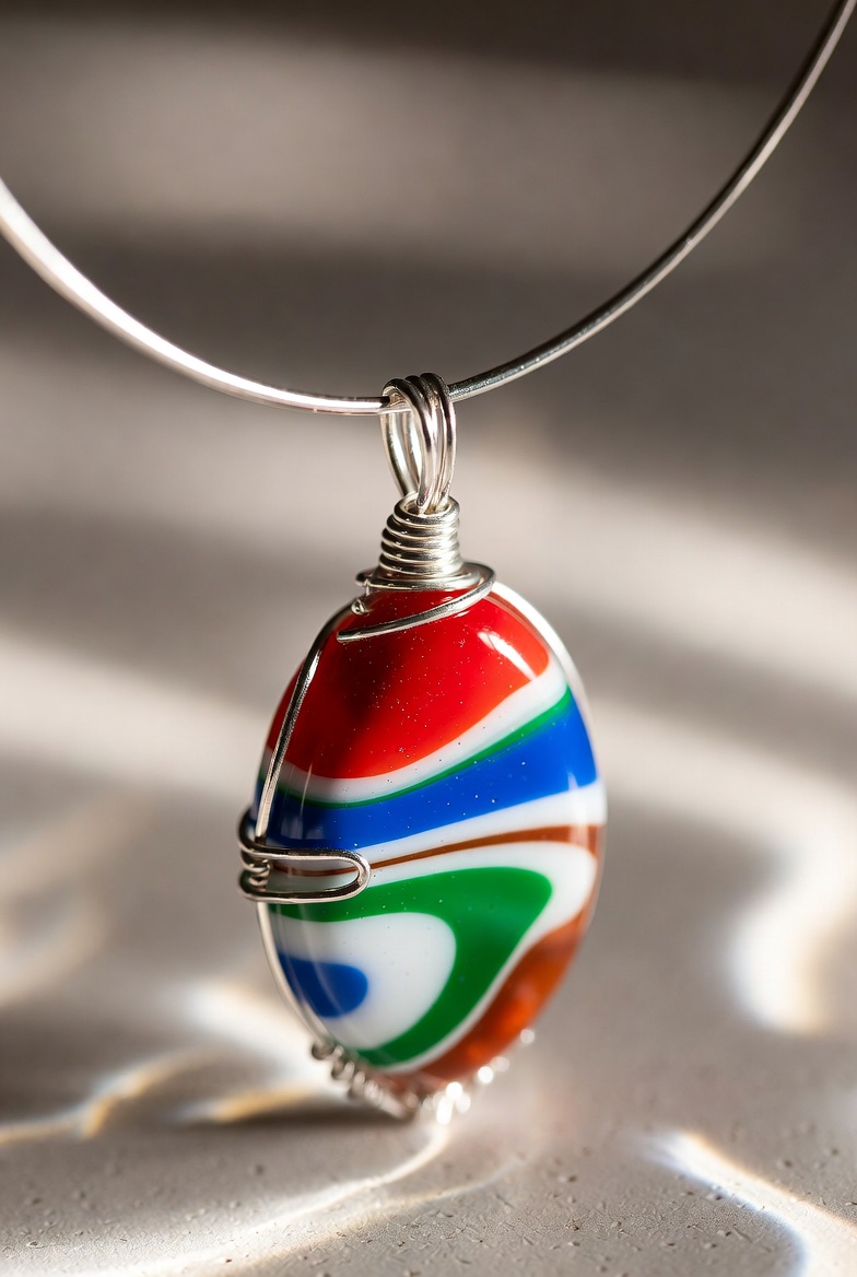 Retro red blue green fordite oval